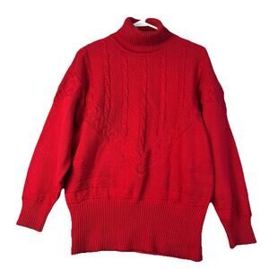 VTG Bogner Sweater Women’s Sm Wool Blend Turtleneck Ribbed Cable Knit Pullover